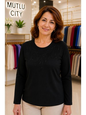 Mutlu City Kadın Orta Yaş ve Üzeri Klasik Anne Penye Bluz 30261