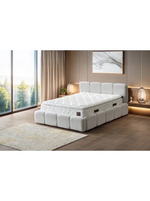 Vivense Phantom Karyola Başlık Travers ve Yatak Seti, Krem, 150X200