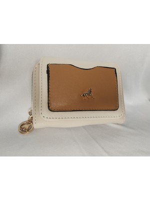 Letra Çift Desenli Patlı Fermuarlı Bayan Cüzdan