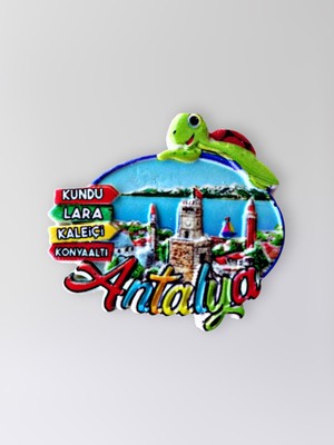 Mundy Antalya Kabartmalı Polyester Magnet Kaleiçi Lara Konyaaltı Kundu Hediyelik Buzdolabı Magneti 7 x 6 cm (KOD:1250)