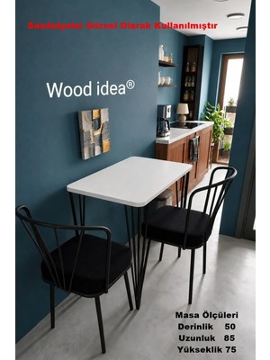 Wood Idea 50X85 cm Firkete Ayaklı Beyaz Mutfak Masası,yemek Masası,balkon Masası