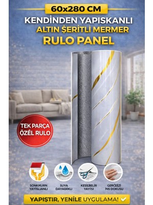 Ukab Dekor Tek Parça Rulo 1 Adet 60X280 cm Kendinden Yapışkanlı Esnek Köpük Pvc Duvar Paneli