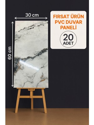 Ukab Dekor 20 Adet (30X60 Cm) Dekoratif Gri Mermer Desenli Kendinden Yapışkanlı Esnek Köpük Pvc Panel