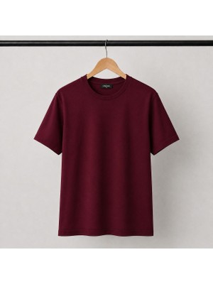 Mavimoure Unisex Basic Bisiklet Yaka Pamuklu Düz Renk T-Shırt
