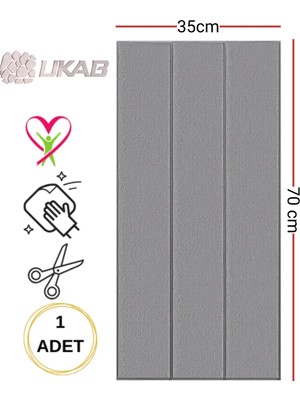Ukab Dekor 70X35 cm Kendinden Yapışkanlı Gri Lambri Esnek Köpük Dekoratif Duvar Paneli (1 Adet – 0,245 M²)