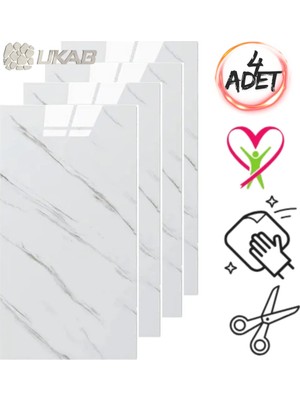 Ukab Dekor Kendinden Yapışkanlı Mermer Seramik Desenli Köpük Pvc Duvar Paneli (30X60 cm - 4 Adet - 0.72 M²6013)