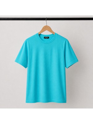 Mavimoure Unisex Basic Bisiklet Yaka Pamuklu Düz Renk T-Shırt