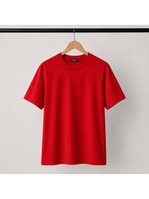 Mavimoure Unisex Basic Bisiklet Yaka Pamuklu Düz Renk T-Shırt