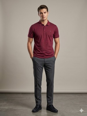 Centilmen Erkek Kendinden Desenli Polo Yaka Kısa Kollu T-Shirt 2417502
