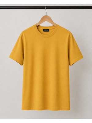 Mavimoure Unisex Basic Bisiklet Yaka Pamuklu Düz Renk T-Shırt