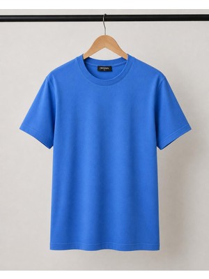 Mavimoure Unisex Basic Bisiklet Yaka Pamuklu Düz Renk T-Shırt
