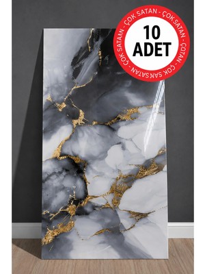 Ukab Dekor 10 Adet 30X60 cm Dekoratif Mermer Desenli Kendinden Yapışkanlı Duvar Paneli (Banyo Wc Mutfak)