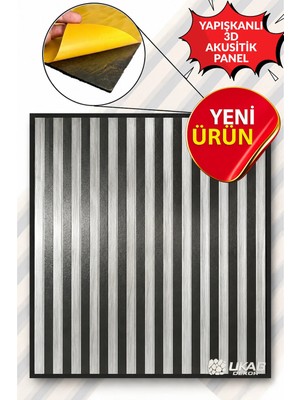 Ukab Dekor 70X70CM Lambri Gri Ahşap Görünümlü Duvar Çıtası Desenli Yapışkanlı Akustik Duvar Panel Köpük