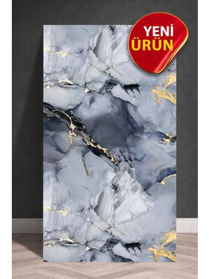 Ukab Dekor 30X60 cm Mavi Mermer Desenli Kendinden Yapışkanlı Seramik Köpük Banyo Wc Kaplama Pvc Duvar Paneli