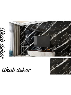 Ukab Dekor Kendinden Yapışkanlı Esnek Köpük Siyah Mermer  Desenli Pvc Panel 30X60CM Banyo Wc Mutfak