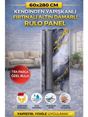 Ukab Dekor Tek Parça Rulo 1 Adet 60X280 cm Kendinden Yapışkanlı Esnek Köpük Pvc Duvar Paneli