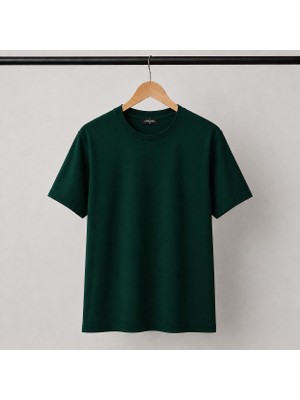 Mavimoure Unisex Basic Bisiklet Yaka Pamuklu Düz Renk T-Shırt