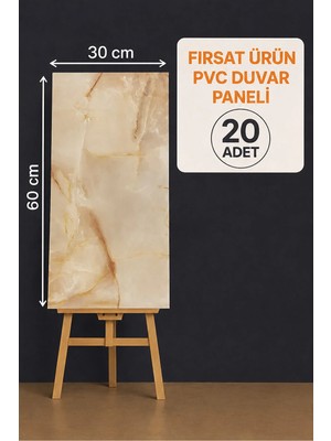 Ukab Dekor 20 Adet (30X60 Cm) Bej Mermer Desenli Kendinden Yapışkanlı Esnek Köpük Pvc Panel