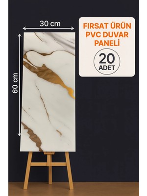 Ukab Dekor 20 Adet (30X60 Cm) Goldmermer Desenli Kendinden Yapışkanlı Esnek Köpük Pvc Panel