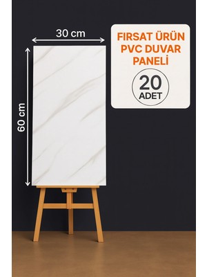 Ukab Dekor Beyaz Mermer Desenli Kendinden Yapışkanlı Esnek Köpük Pvc Panel 20 Adet (30X60 Cm)