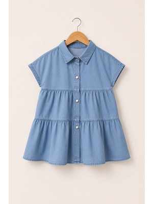 My Kids Wear Mia Düğmeli Denim Kız Çocuk Elbise 12833