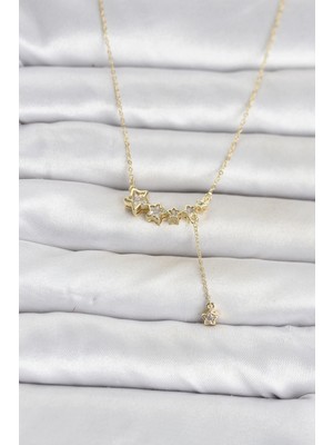 Sepetopia Mey Ithalat® Pirinç Gold Renk Minimal Sallantılı Yıldız Model Kadın Kolye