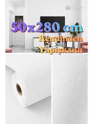 Ukab Dekor Beyaz Dokulu Kendinden Yapışkanlı Silinebilir Dekoratif Duvar Kaplama Paneli 50X280 cm (1,4 M²) 1 Adet