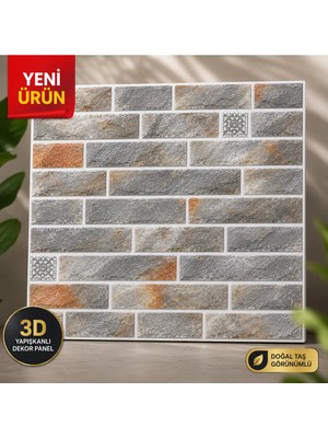 Ukab Dekor Ukab 3D Kabartmalı Kendinden Yapışkanlı Duvar Kaplama Paneli Düz Desen 70 x 35 cm Salon Mutfak Wc