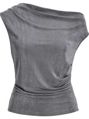 Jack & Jones Jjxx Jxeva Asym Shine Sl Top Jrs Ln Kadın T-Shirt