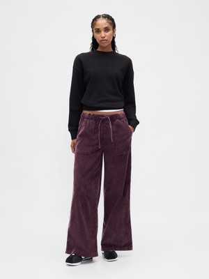Gap Kadın Bordo Mid Rise Corduroy Baggy Pantolon