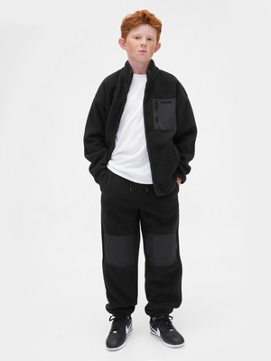 Gap Erkek Çocuk Siyah Relaxed Sherpa Jogger Eşofman Altı