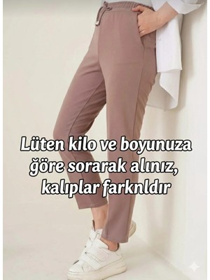 Tüccar Umut Ip Detaylı Beli Lastikli Dar Paça Vizon Pantolon