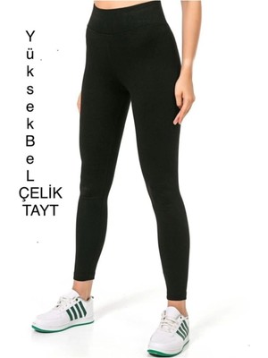 Tüccar Umut Kadın Çelik Örme Yüksek Bel Geniş Kemerli Sıkılaştırıcı Toparlayıcı Siyah Pantalon