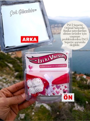 İnci Sepette Çiçekli Buket Hot Flowerss Mini Buketi Aynalı Yazılı