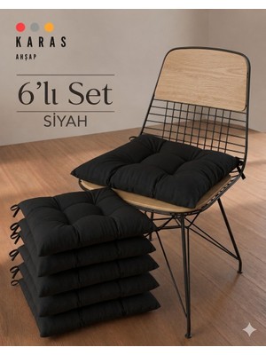 KARAS AHŞAP Tekstil Modern 6’lı Sandalye Minderi Takımı - Minder Seti (40X40 Cm)