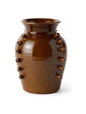 Vivense Kahverengi Çivi Desenli Terracotta Vazo