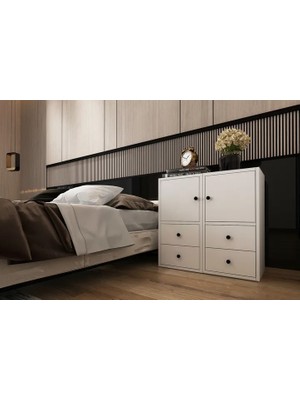Vivense Yusuf Komodin, 2 Kapalı 4 Çekmeceli, KMD-1012-Ç