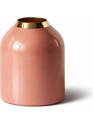 Vivense Pembe Altın Metal Emaye Vazo