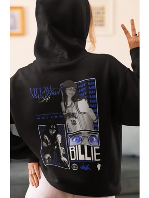 Sevbano Billie Eilish Hit Me Hard And Soft Şarkıcı Sırt Baskılı Unisex Oversize Penye Hoodie
