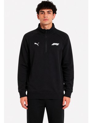 Puma F1 Essentıals Logo Yarım Fermuar Erkek Sweatshirt Siyah