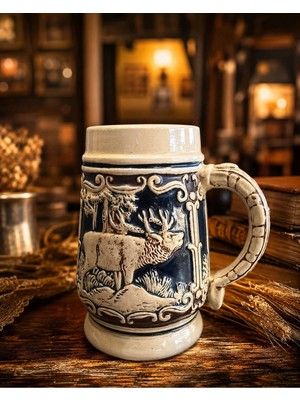 Evvel Zaman Antik Vintage Alman Tarzı Seramik Bira Kupası