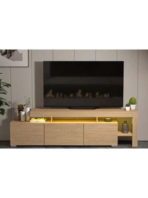 Vivense Luma LED Işıklı Tv Ünitesi, Konsol  Meşe Desen, 192 cm