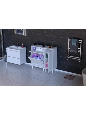 Vivense Yenice Banyo Dolabı, 90 cm 2 Sepetli, 130 cm