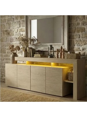 Vivense Luma Ledli Konsol Tv Ünitesi,  Açık Meşe Desen, 192 cm
