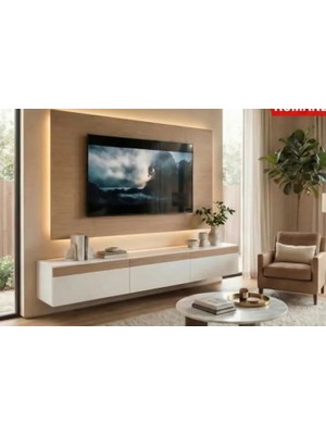 Vivense Purelıne Ledli Duvar Tv Ünitesi, Beyaz, 140 cm