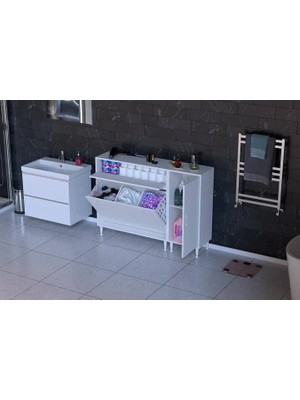 Vivense Yenice Banyo Dolabı, 85 cm 2 Sepetli, 130 cm