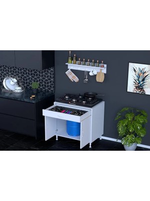 Vivense Doqu Xxl Ocak Altı Tüp Gözlü Set, 48 Cm, Askılı Raflı