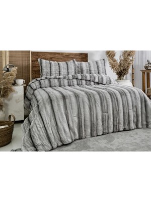 Vivense Jenny Çift Kişilik Comforter Yatak Örtüsü Seti, Gri