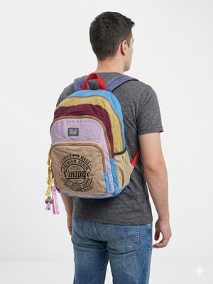 Old Cotton Renkli Organik Gabardin Kumaş Otantik Sırt Çantası