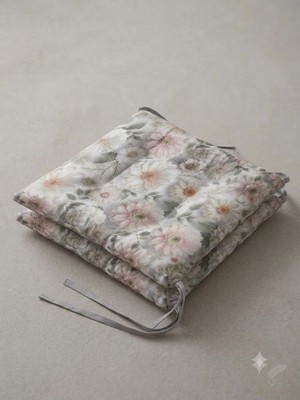 Erca Home Tekstil Ürünleri Boncuk Elyaf Dolgulu Ranforce Pamuklu Kumaş 2 Adet Sandalye Minderi 45 x 45 Sarı